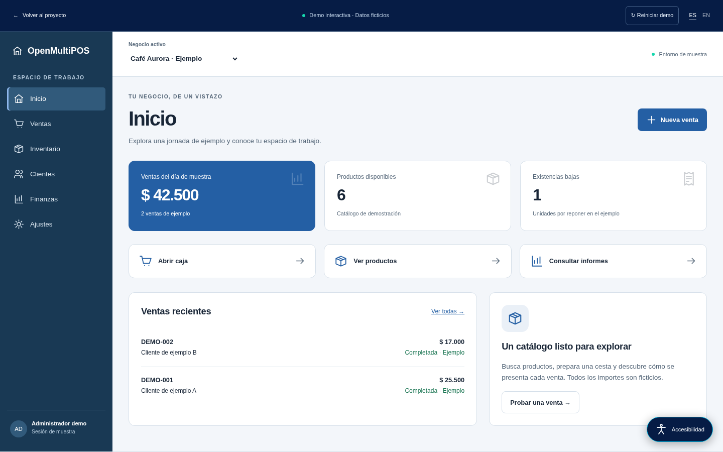 Interfaz de OpenMultiPOS